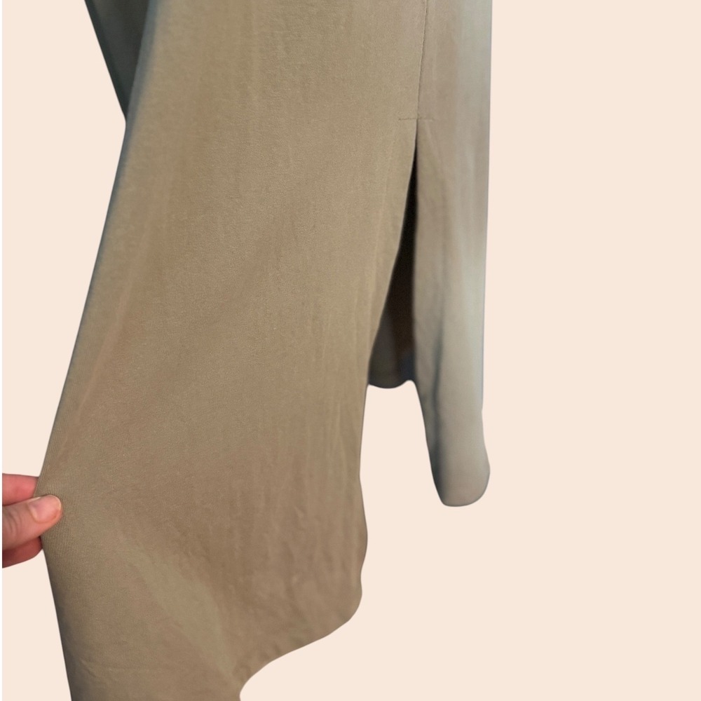 Rachel Zoe T-Shirt Maxi Dress V-Neck Size XL Khaki Short Sleeve Cotton Side Slit - Picture 7 of 13